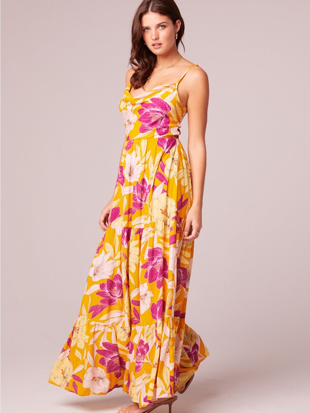 B.O.G Collective
LOVESCAPE Gold Floral cowl neck floral maxi dress/ Medium
